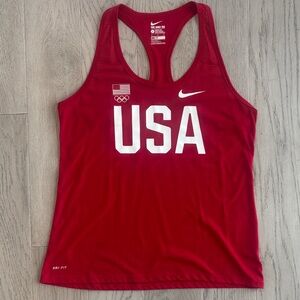 Nike Dri Fit Red Olympic Racerback Tank Top Athletic Cut Size Large